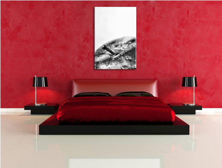 Pixxprint Tropfen auf Apfel als Leinwandbild/Grösse: 100x70 / Wandbild/Kunstdruck/fertig bespannt, 1