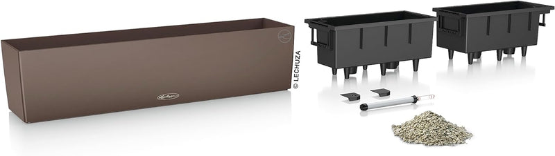 LECHUZA 15684 "BALCONERA Color 80" Pflanzgefäss mit Erd-Bewässerungs-System, Muskat, 79 x 19 x 19 cm