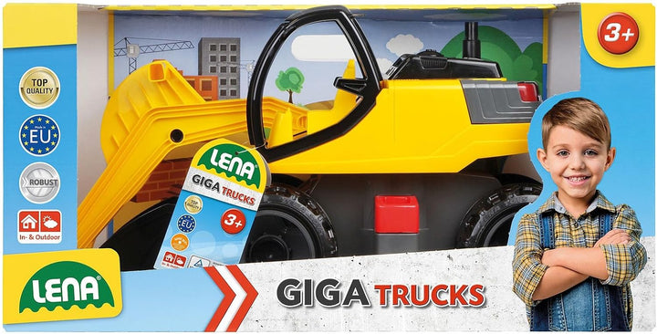 Lena 02141 Starke Riesen Bagger,Giga Trucks Sandbagger ca.80 cm gross, stabiler 360 Grad Schaufelbag