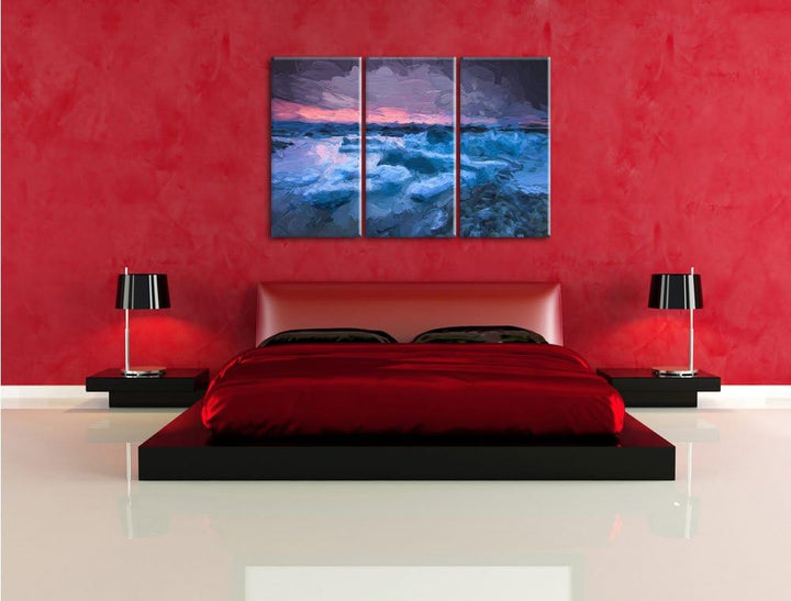 Pixxprint Extreme Eislandschaft als Leinwandbild/Grösse: 3 Teilig (120x80) cm/Wandbild/Kunstdruck/fe