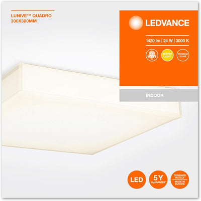 LEDVANCE LED Wand- und Deckenleuchte, Leuchte für Innenanwendungen, Warmweiss, 300,0 mm x 300,0 mm x