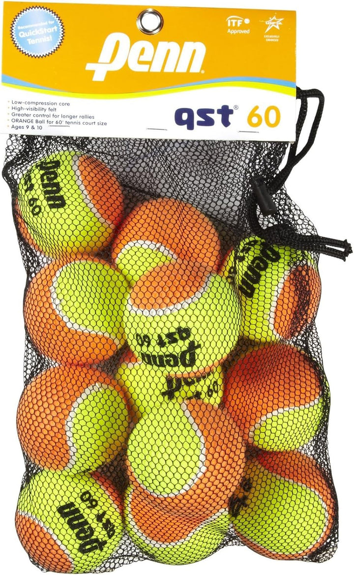 Penn QST 60 Orange Tennis Balls, 12 Ball Mesh Bag