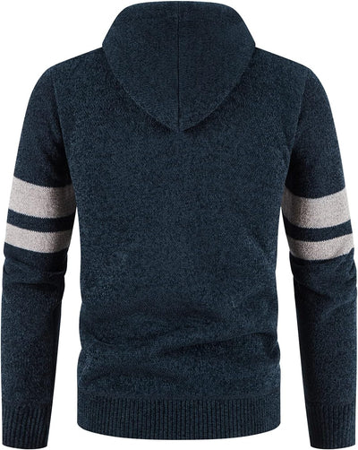 GLESTORE Herren Strickjacke Slim Fit Cardigan Jacke Sweatjacke Langarm Hoodie Fleecejacke mit Reissv