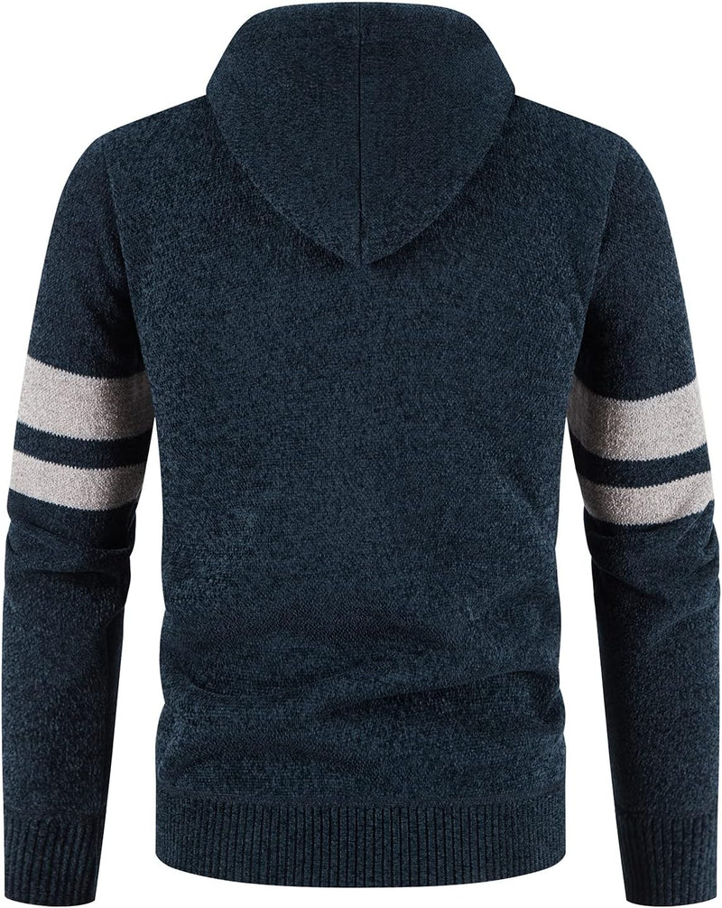 GLESTORE Herren Strickjacke Slim Fit Cardigan Jacke Sweatjacke Langarm Hoodie Fleecejacke mit Reissv