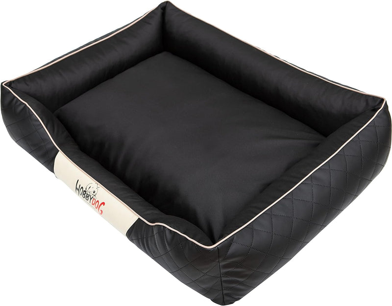 Hobbydog R2CEPCZA2 Hundebett/Sofa/Korb Cesar Perfect Kunstleder, Kodura, schwarz, Grösse R2, 84 x 65