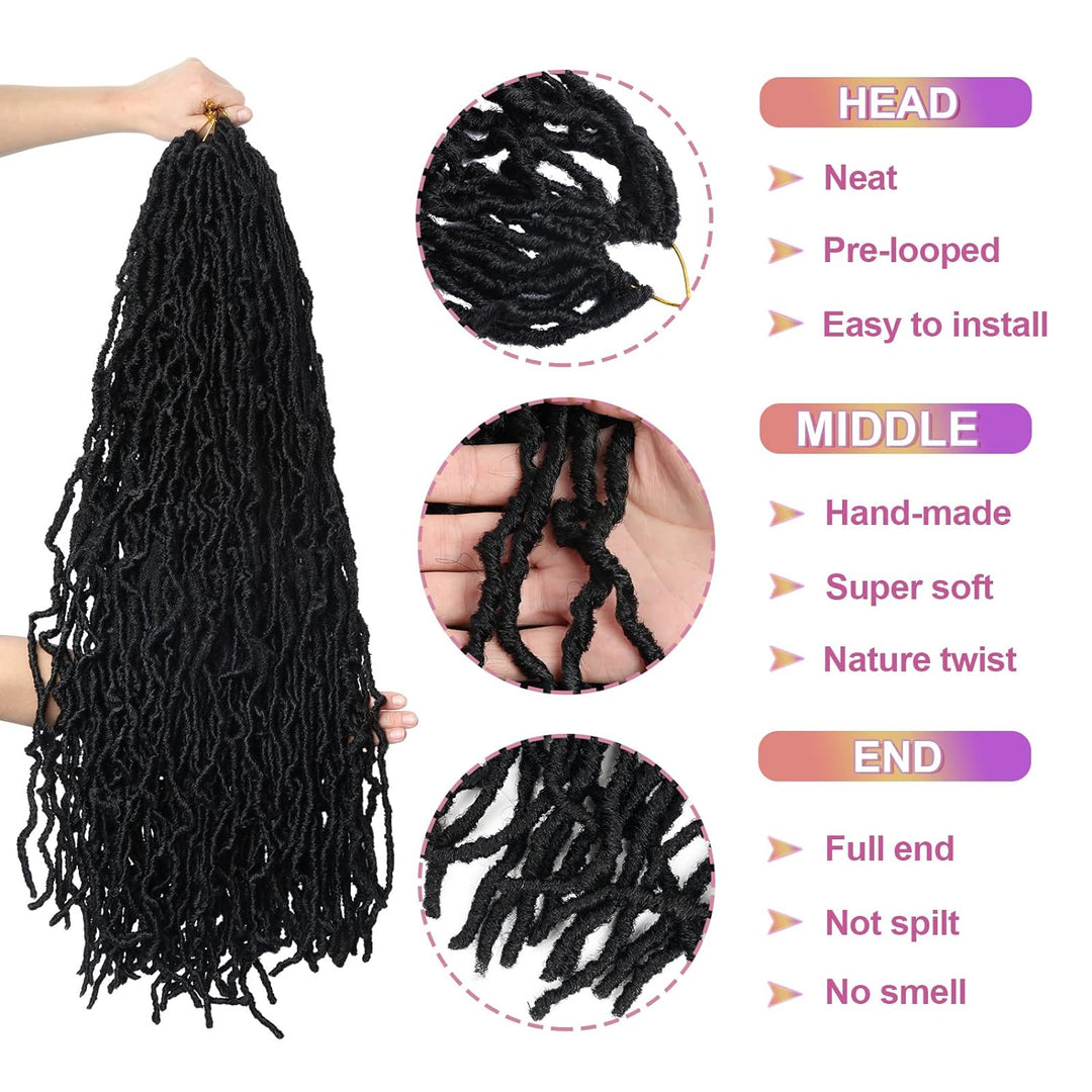Beyond Beauty 6 Packungen/Lot Nu Faux Locs Häkelhaar, 61 cm, vorgeschlungene Göttin Locs Häkelhaar,