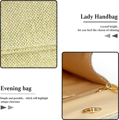 CORIOS Damen Clutch Tasche Pailletten Abendtasche Glitzernde Handtasche mit Abnehmbarer Kette Brautt