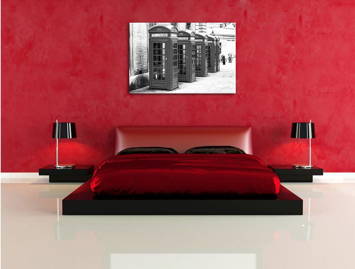 Pixxprint Londoner Telefonzellen als Leinwandbild/Grösse: 100x70 cm/Wandbild/Kunstdruck/fertig bespa