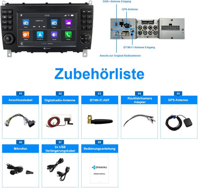 DYNAVIN Android Autoradio Navi für Mercedes CLK W209 2005-2009; mit 4 * 100W DSP Verstärker | Wirele