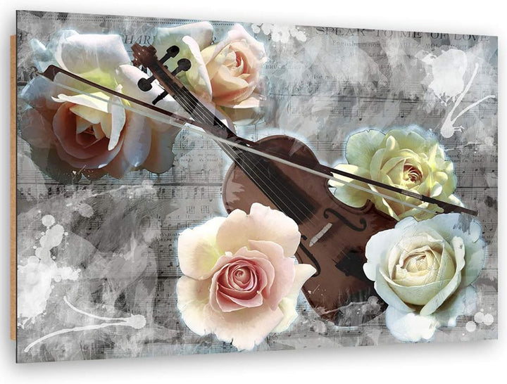 Wandbild XXL Rosen Deko Kunst Bilder Natur Beige 120x80 cm Deko Paneel 120x80 cm Beige_A, Deko Panee