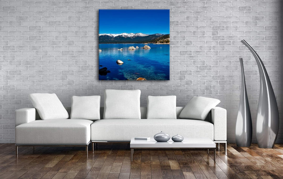 deyoli Lake Tahoe in Kalifornien Format: 70x70 als Leinwand, Motiv fertig gerahmt auf Echtholzrahmen