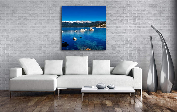 deyoli Lake Tahoe in Kalifornien Format: 70x70 als Leinwand, Motiv fertig gerahmt auf Echtholzrahmen