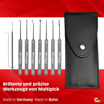 MULTIPICK ELITE 9 Profi Dietrich Set - [9 Teile | 0,6 mm] Made in Germany - Lockpick Tool, Schlösser