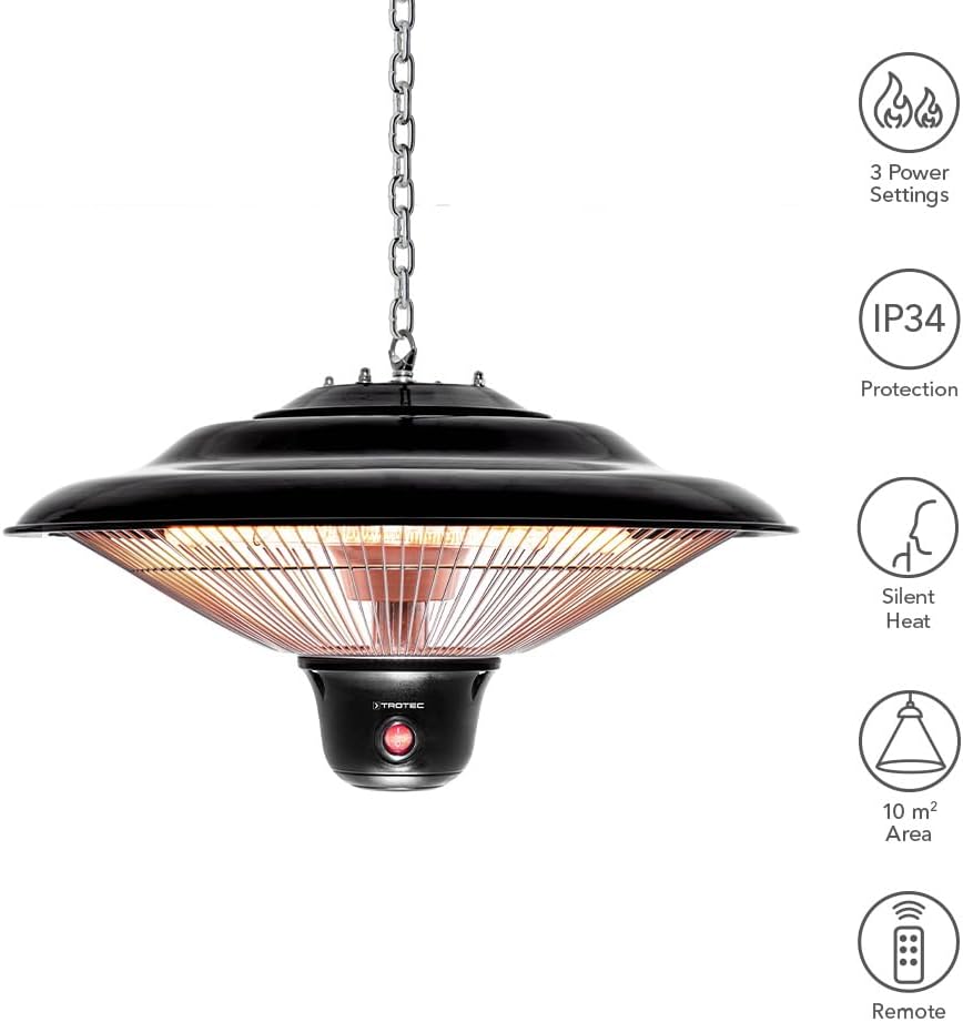 TROTEC Design-Deckenheizstrahler IR 1500 SC Terrassenheizstrahler Infrarotstrahler Wärmestrahler 3 H