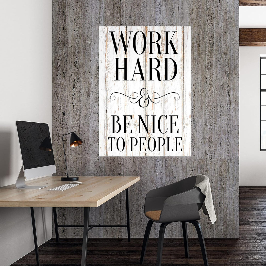 wandmotiv24 Poster als Wanddeko, Grösse Din A0, Work Hard, be Nice, Holz hell, Moderne Wanddeko, Wan