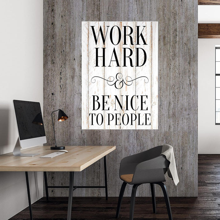 wandmotiv24 Poster als Wanddeko, Grösse Din A0, Work Hard, be Nice, Holz hell, Moderne Wanddeko, Wan