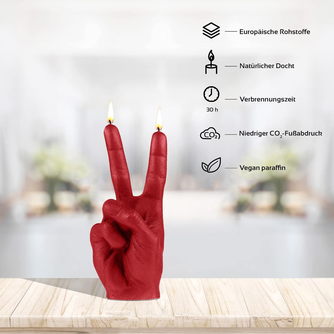 Candellana Hand PEACE Kerze - Hand Figur - Coole Deko - Gothic Deko - Grunge Deko Kerze - Heavy Meta