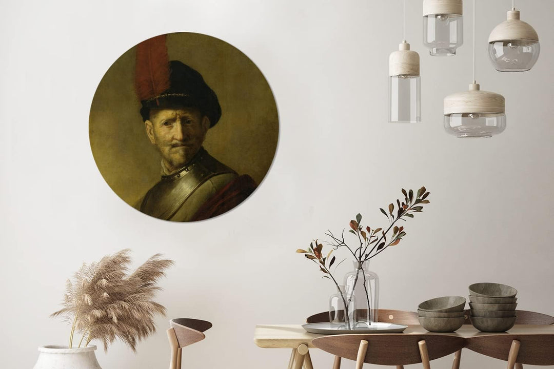 MuchoWow Wandbild Rund Wanddeko Deko Wohnzimmer Bilder 90x90 cm Porträt eines Mannes - Rembrandt van