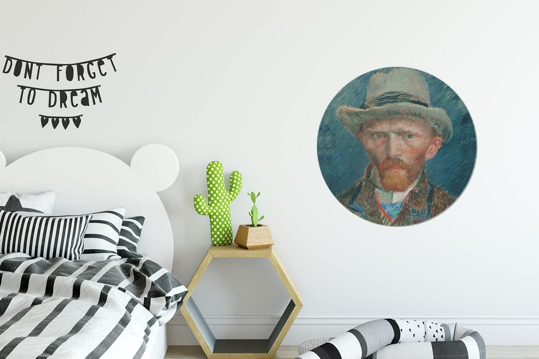 MuchoWow Wandbild Rund Wanddeko Deko Wohnzimmer Bilder 60x60 cm Selbstporträt 1887 - Gemälde von Vin