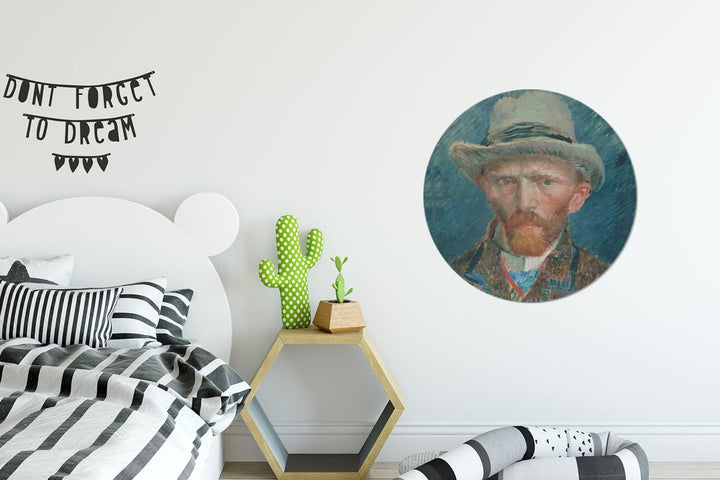 MuchoWow Wandbild Rund Wanddeko Deko Wohnzimmer Bilder 60x60 cm Selbstporträt 1887 - Gemälde von Vin