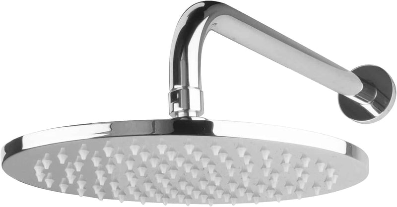 PaulGurkes Duschkopf Regenbrause oval 25x17 cm massiv Messing verchromt mit Wandarm Regendusche Brau
