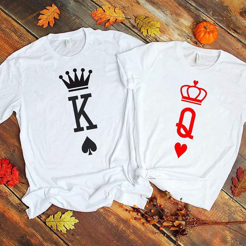 King Queen Herz - Partner-T-Shirt Damen und Herren - 2 Stück - Couple-Shirt Geschenk Set für Verlieb