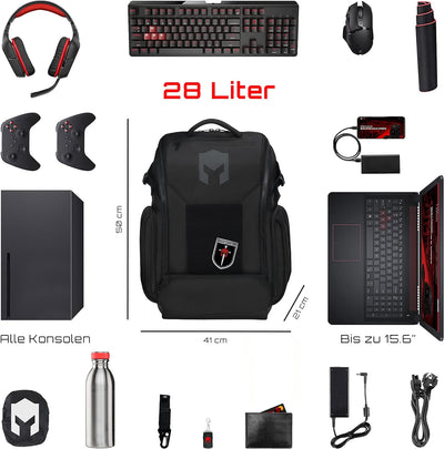 CATURIX ATTACHADER - Gaming-Rucksack für Laptops und Konsolen bis 15,6", wasserabweisender Rucksack