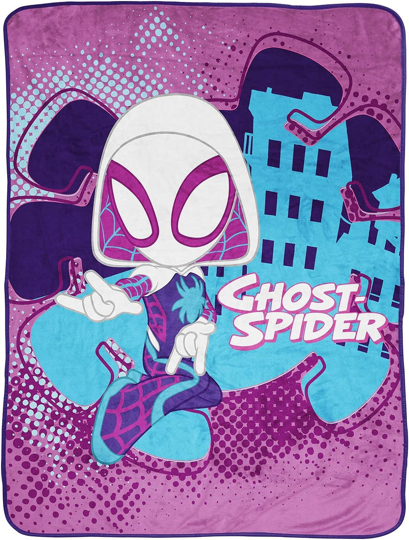 Marvel Spidey and His Amazing Friends Ghost Spider Gwen Überwurfdecke – Masse: 116,8 x 152,4 cm, Kin