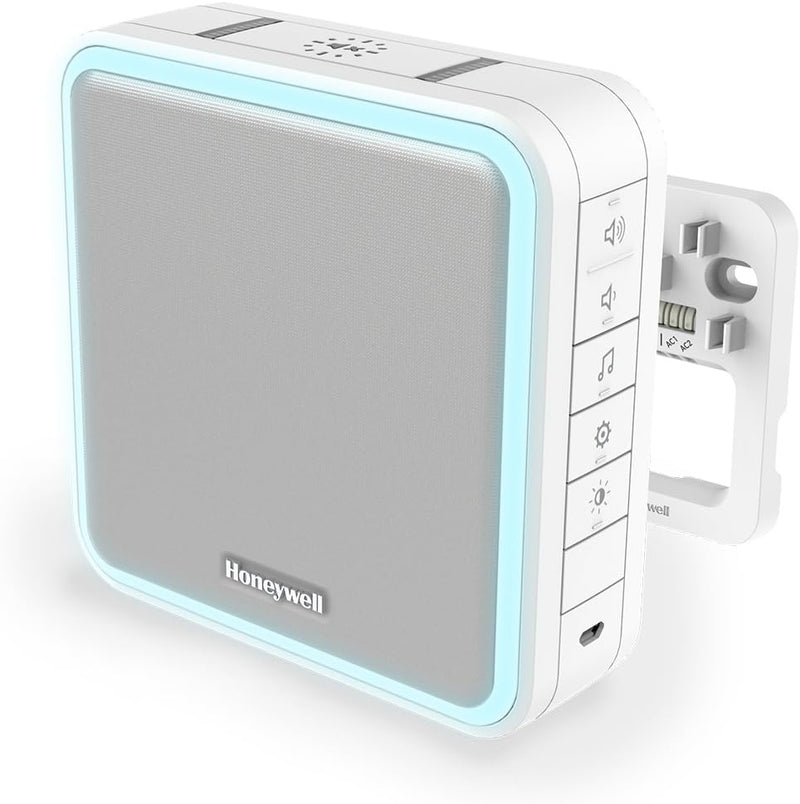 Honeywell Home DW915S Serie 9 Tragbar, verdrahteter oder Funk-LED-Gong (weiss) & Funk-Klingeltaster