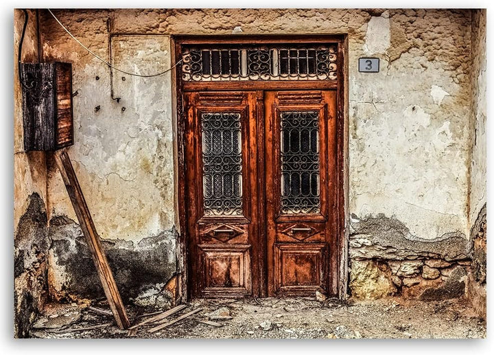 Feeby Vlies Leinwandbild XXL Fenster Blumentöpfe Balkone Toskana Italien 120x80 cm Wandbild Kunst Bi