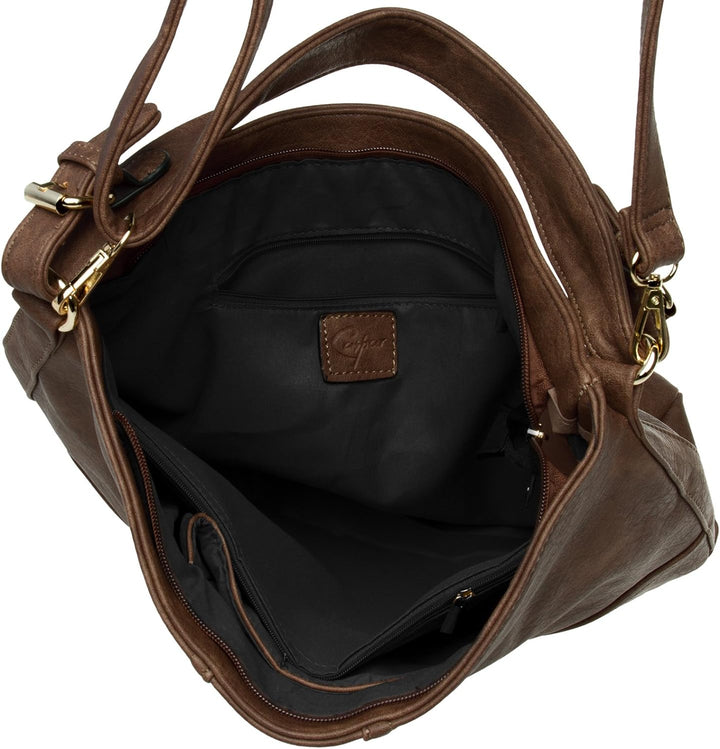 Caspar TS940 Damen Schultertasche Braun, Braun
