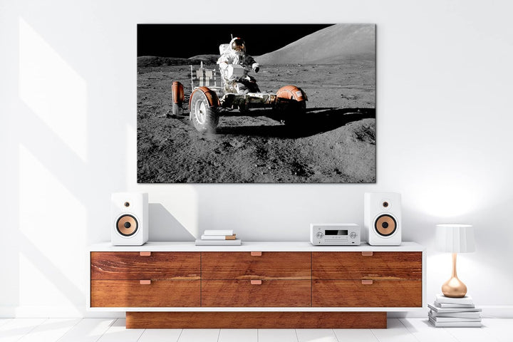 der Mond Rover Format: 80x60 als Leinwandbild, Motiv fertig gerahmt auf Echtholzrahmen, Hochwertiger