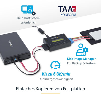 StarTech.com Standalone 2,5 / 3,5 Zoll SATA Festplatten Duplikator mit Multi HDD / SSD Image-Backup