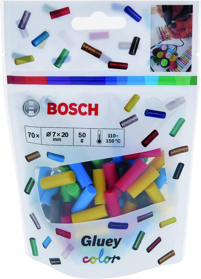 Bosch Akku Heissklebestift Gluey Evergreen dunkelgrün & 70tlg. Gluey Klebesticks