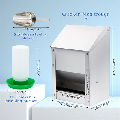 BREUAILY Futterautomat HüHner Metall mit Futterschaufel und Tränke 4.5kg Automatischer Futtertrog Hü