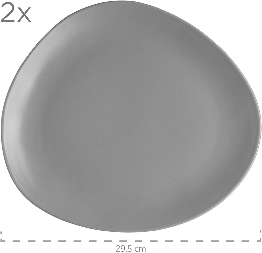 Mäser Tellerset, Keramik GLENDALE, 26 centimeters, Schwarz / Weiss / Grau Teller-Set Flach, Teller-S