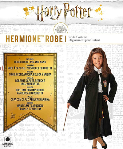 RUBIE'S Official Harry Potter Hermine Granger Gryffindor Kostüm-Set, mit Robe, Perücke und Zaubersta