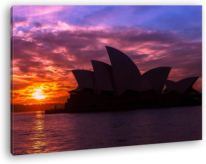 deyoli Silhouette des Opernhauses von Sydney Format: 100x70 als Leinwand, Motiv fertig gerahmt auf E