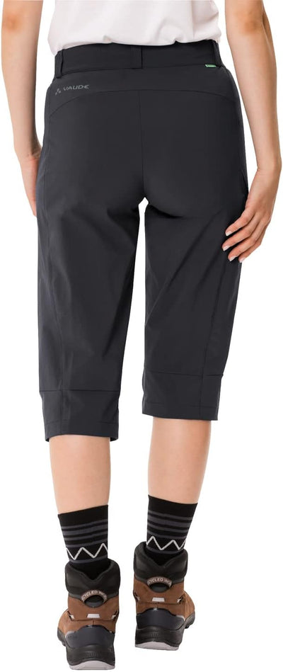 VAUDE Wanderhose Damen Farley Stretch Capri Hose III, Schwarz - 50, wasserabweisende Damen Trekkingh