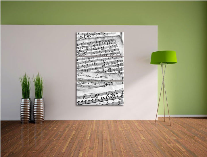 Pixxprint Stilvolle alte Notenblätter als Leinwandbild/Grösse: 3 Teilig (120x80) cm/Wandbild/Kunstdr