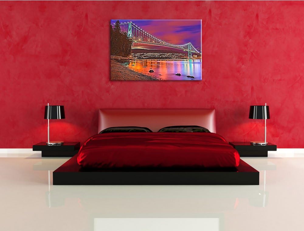 Lions Gate Bridge in Vancouver bei Nacht Deluxe Format: 100x70 cm auf Leinwand, XXL riesige Bilder f