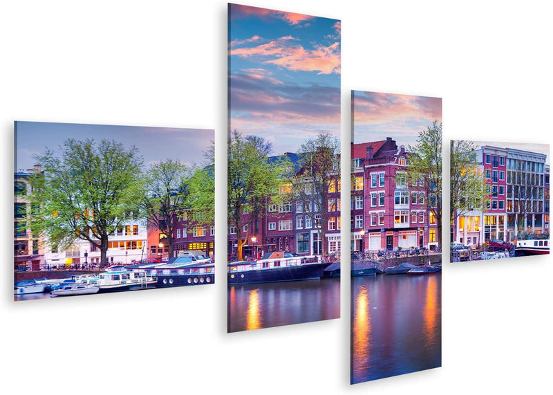 islandburner Bild auf Leinwand Amsterdam Grachten Holland Wandbild Poster Kunstdruck Bilder Format: