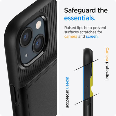 Spigen Slim Armor CS Hülle Kompatibel mit iPhone 13 Kartenfach -Schwarz, Schwarz