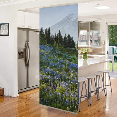 Bilderwelten Raumteiler Bergwiese mit Blumen vor Mt. Rainier 250x120cm ohne Halterung 250 x 120cm oh