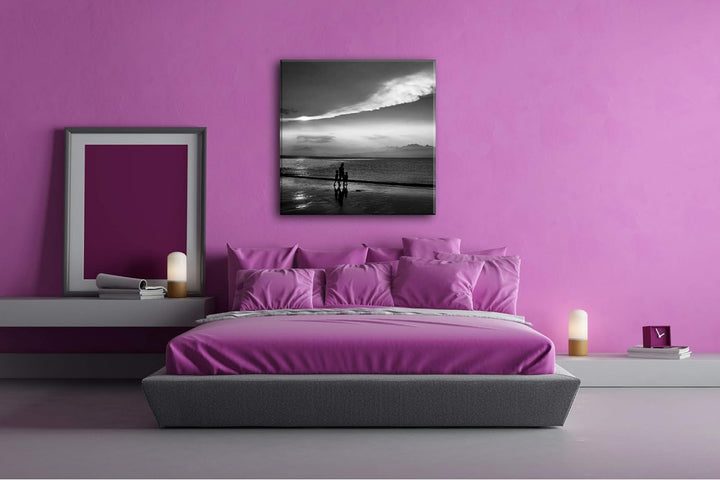 deyoli romantischer Strandspaziergang Format: 60x60 Effekt: Schwarz&Weiss als Leinwandbild, Motiv fe