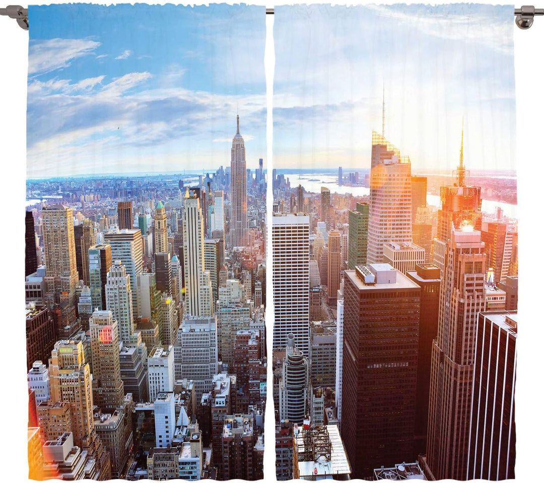 ABAKUHAUS New York Rustikaler Vorhang, Finanzviertel, Wohnzimmer Universalband Gardinen mit Schlaufe