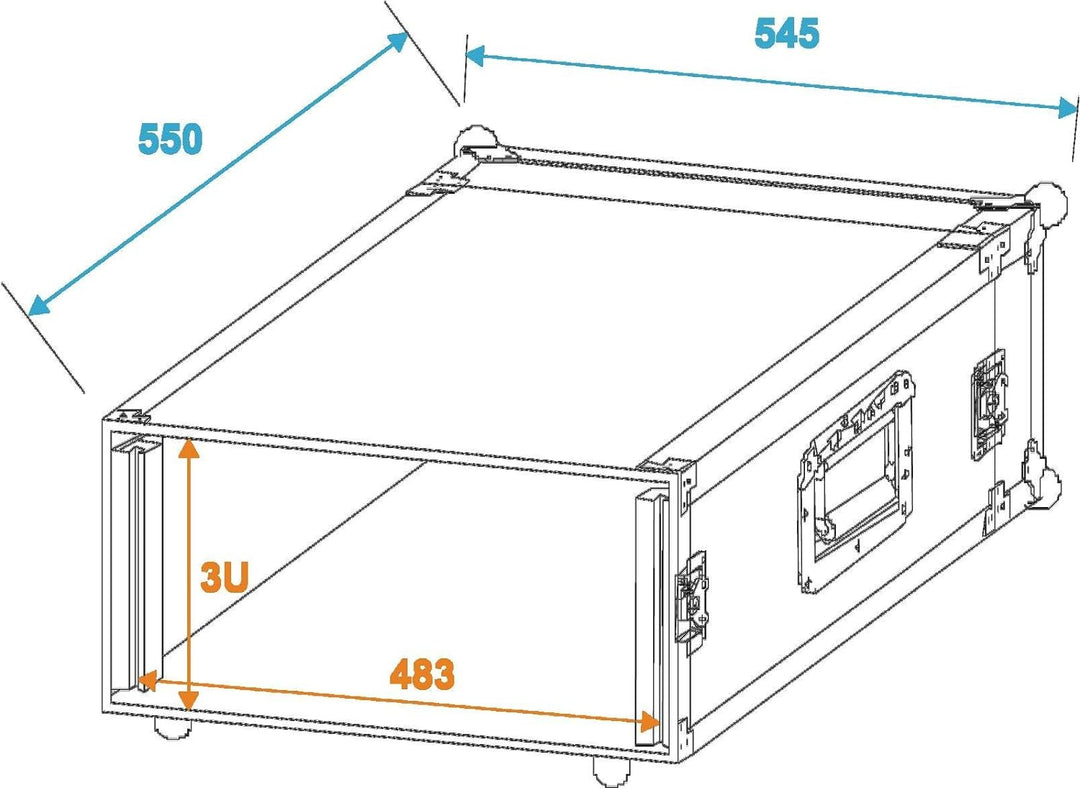 ROADINGER Verstärkerrack PR-1, 3HE, 47cm tief | Flightcase für 483-mm-Geräte (19") | mehrschichtig v