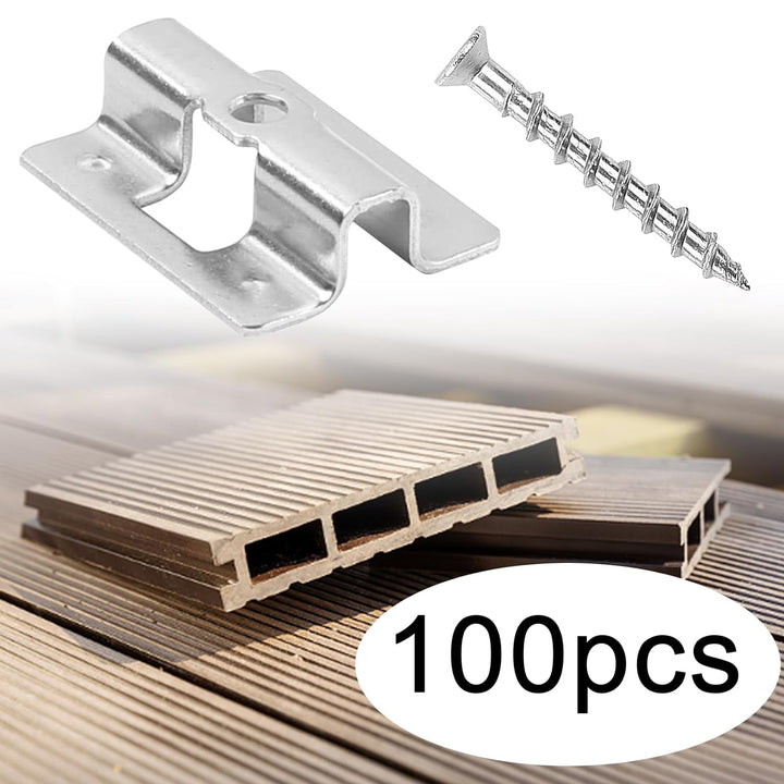 100 Stück Terrassenclips Edelstahl mit Schrauben,WPC Clips Edelstahl Terrassenclips Clips 6-9 mm WPC