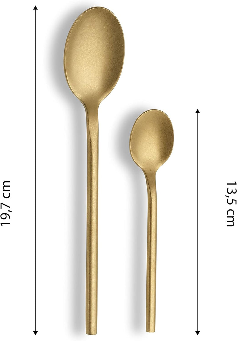 ECHTWERK EW-BS-1685C Tafelbesteck Bari, Stonewashed champagne, 16-teilig, Essbesteck für bis zu 4 Pe