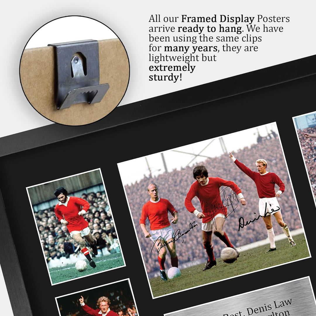 HWC Trading FR A3 Best Charlton Law The United Holy Trinity Geschenke Gedruckt, Signiert Autogramm B